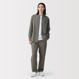 紳士　カポック混二重ガーゼスタンドカラー長袖シャツ（ＯＳ）