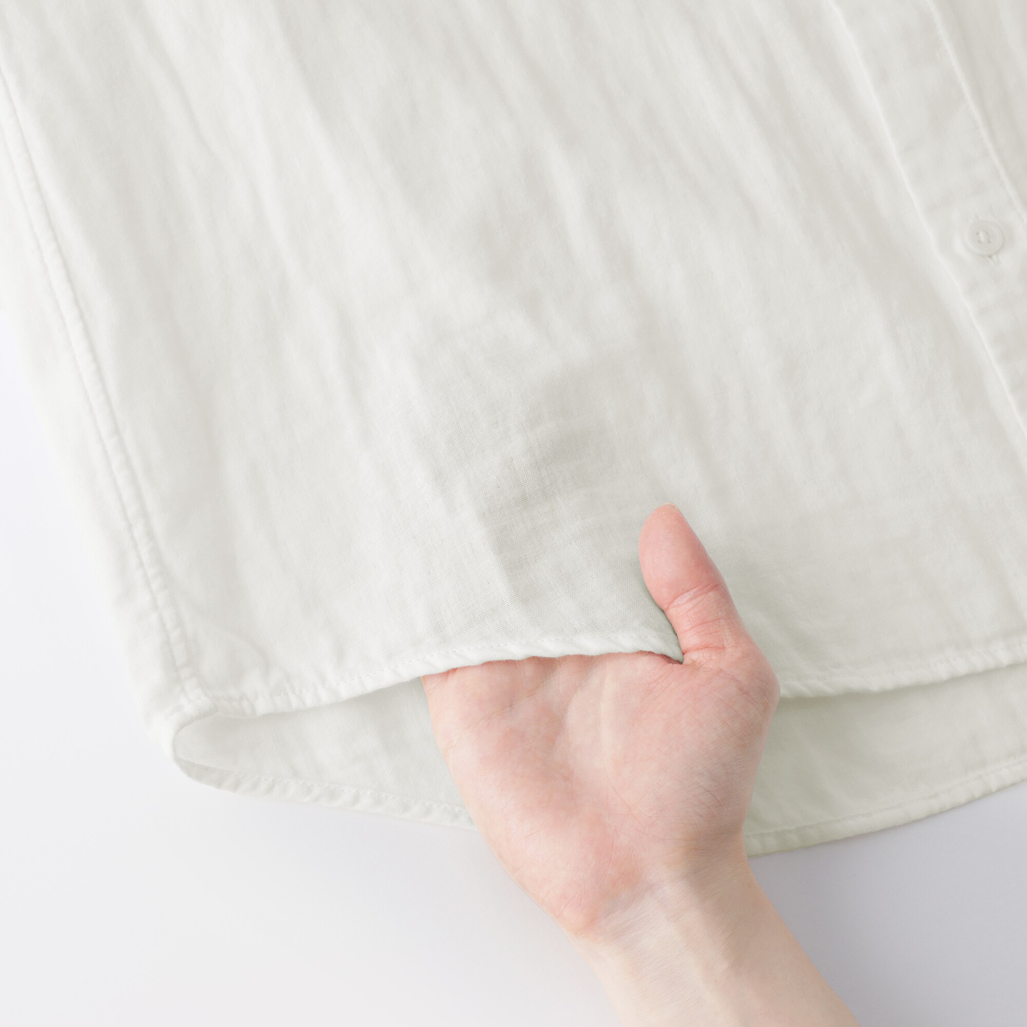 紳士　カポック混二重ガーゼスタンドカラー長袖シャツ（ＯＳ）