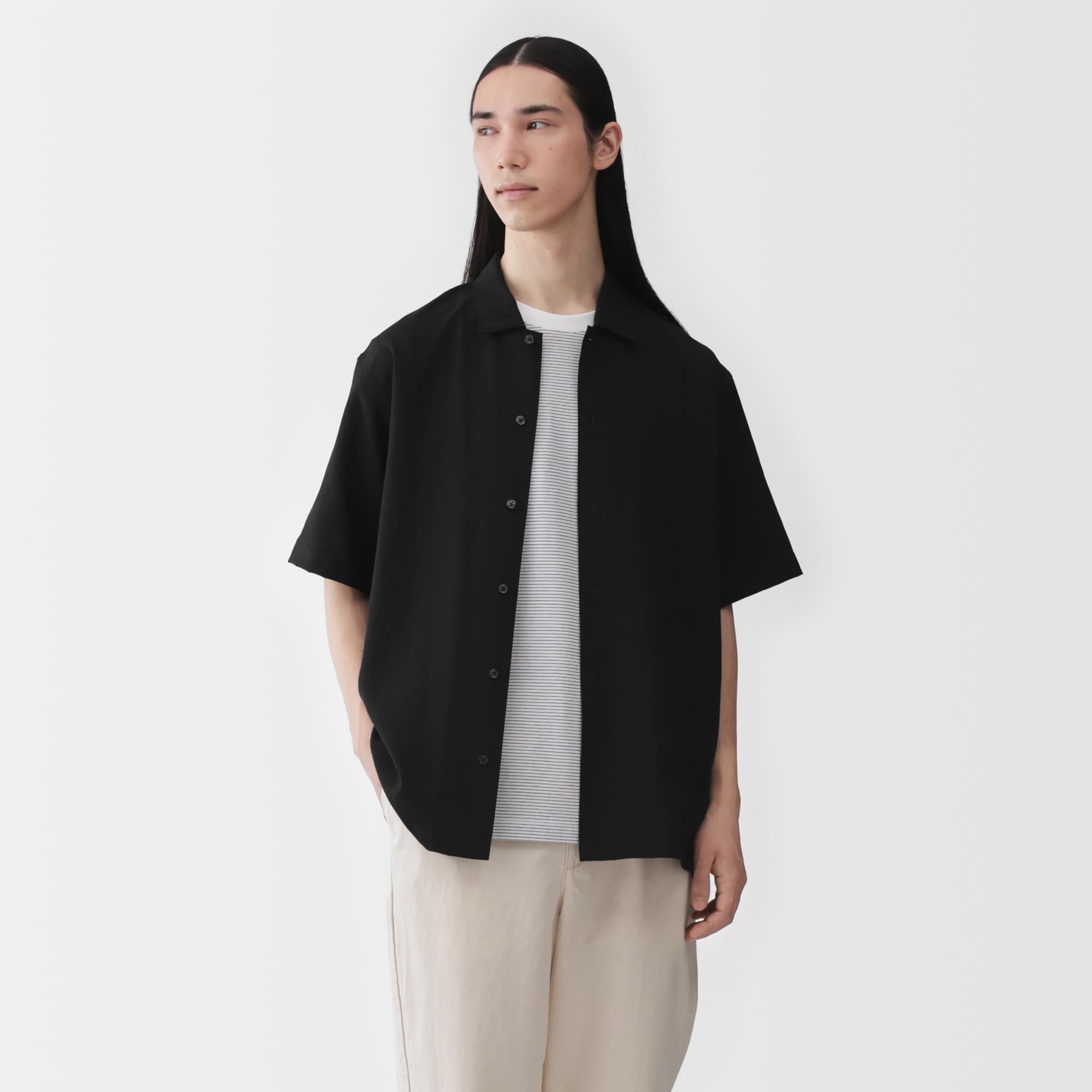 紳士　風を通す半袖シャツ
