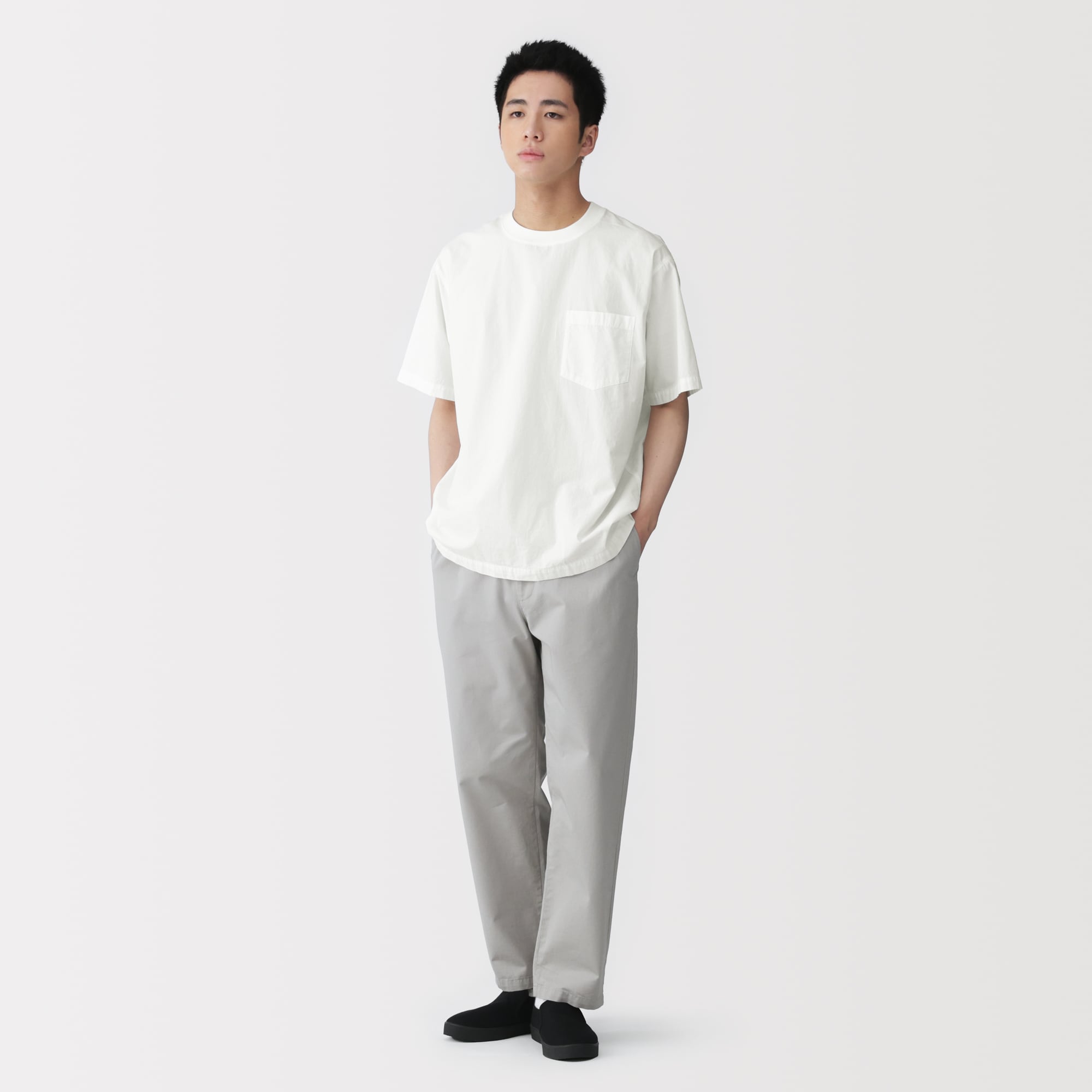 紳士 涼感クルーネック半袖布帛Tシャツ | 無印良品