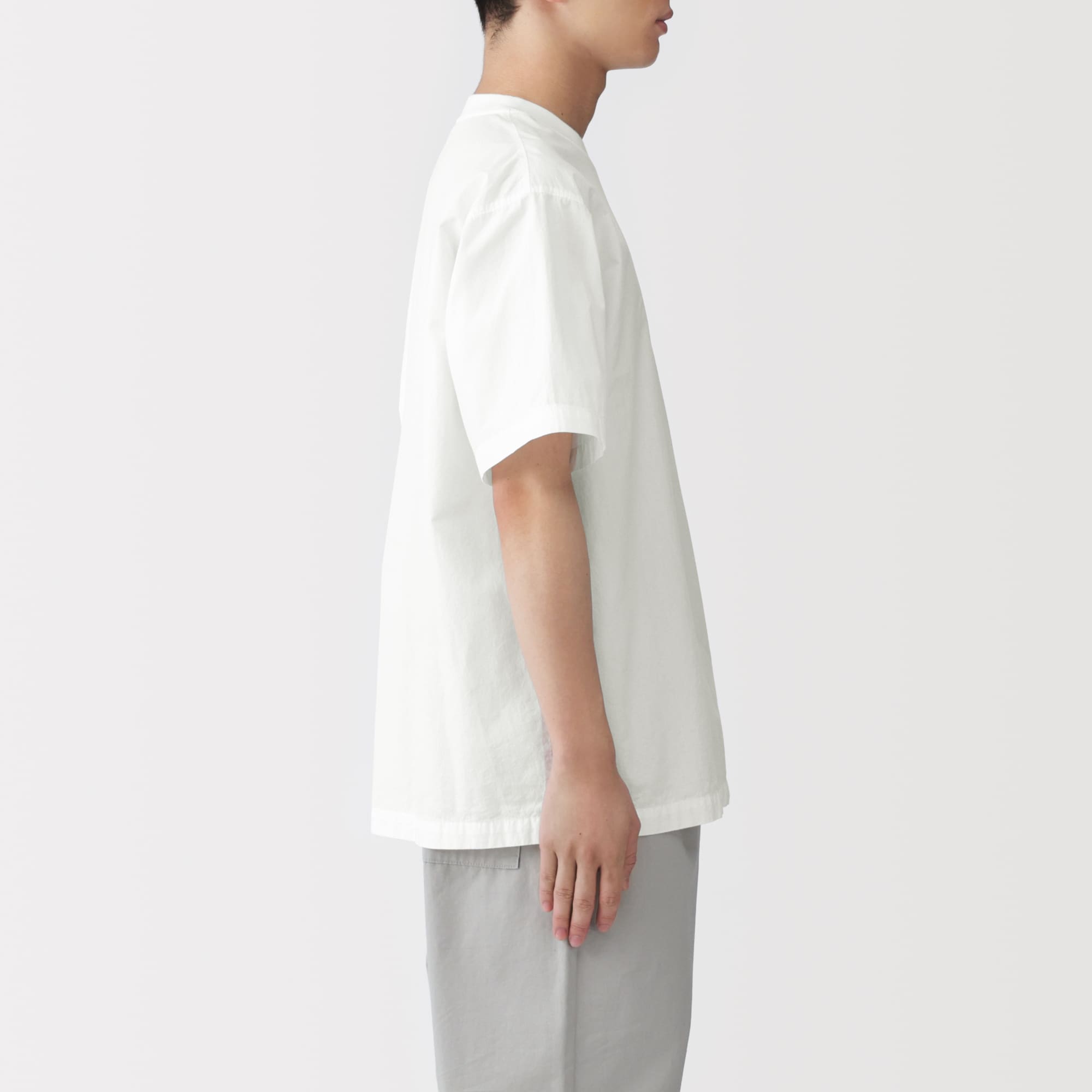 Honnete クルーネック布帛Tシャツ 紳士 涼感クルーネック半袖布帛Tシャツ | 無印良品