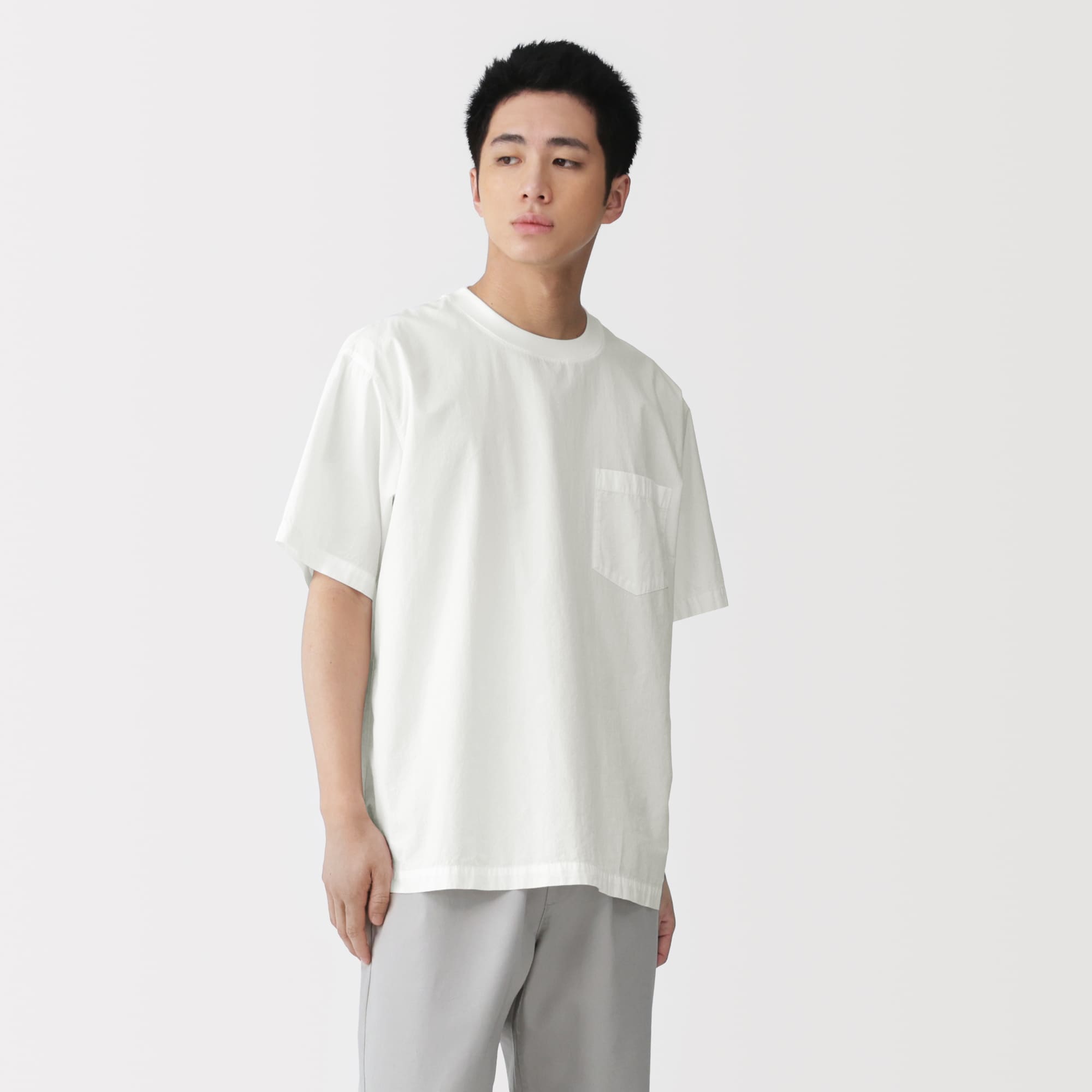 紳士 涼感クルーネック半袖布帛Tシャツ | 無印良品