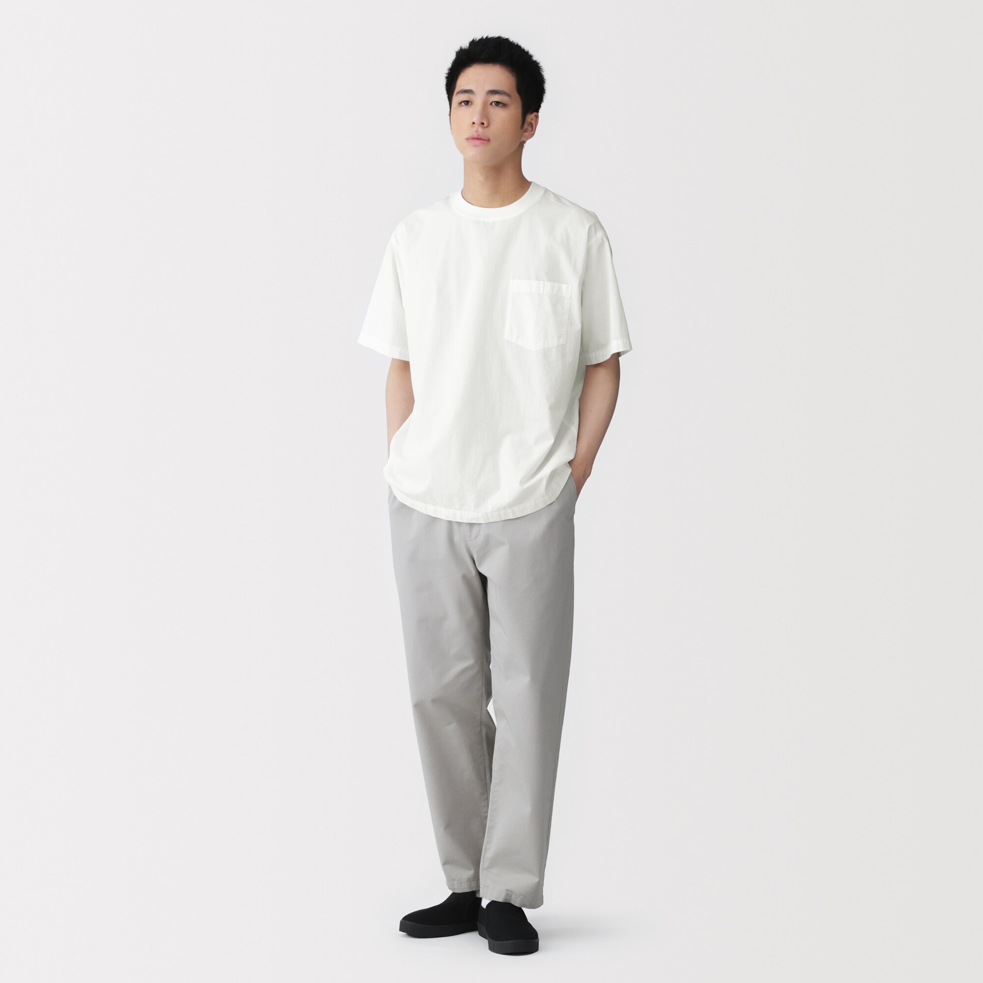 紳士　涼感クルーネック半袖布帛Ｔシャツ