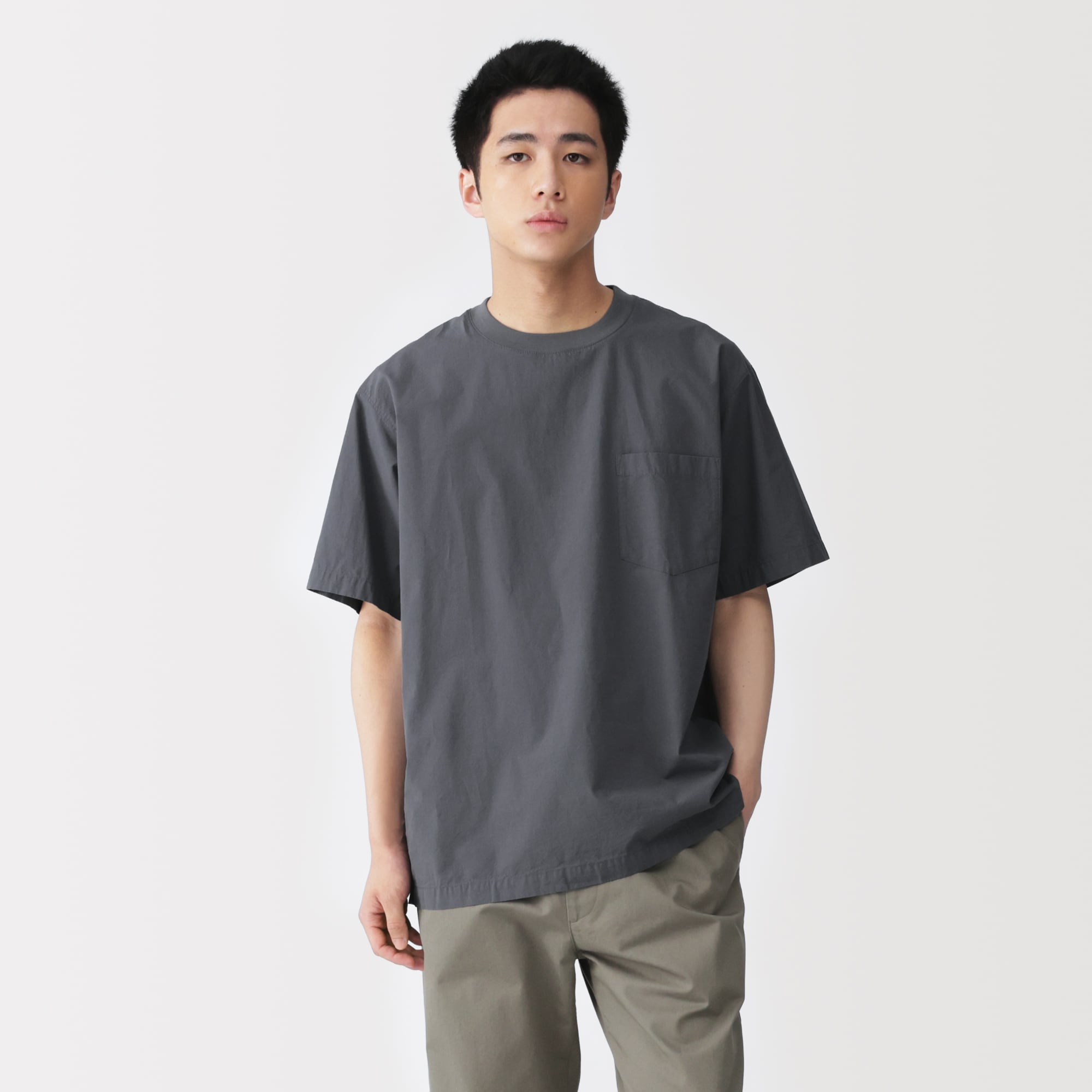 紳士 涼感クルーネック半袖布帛Tシャツ | 無印良品