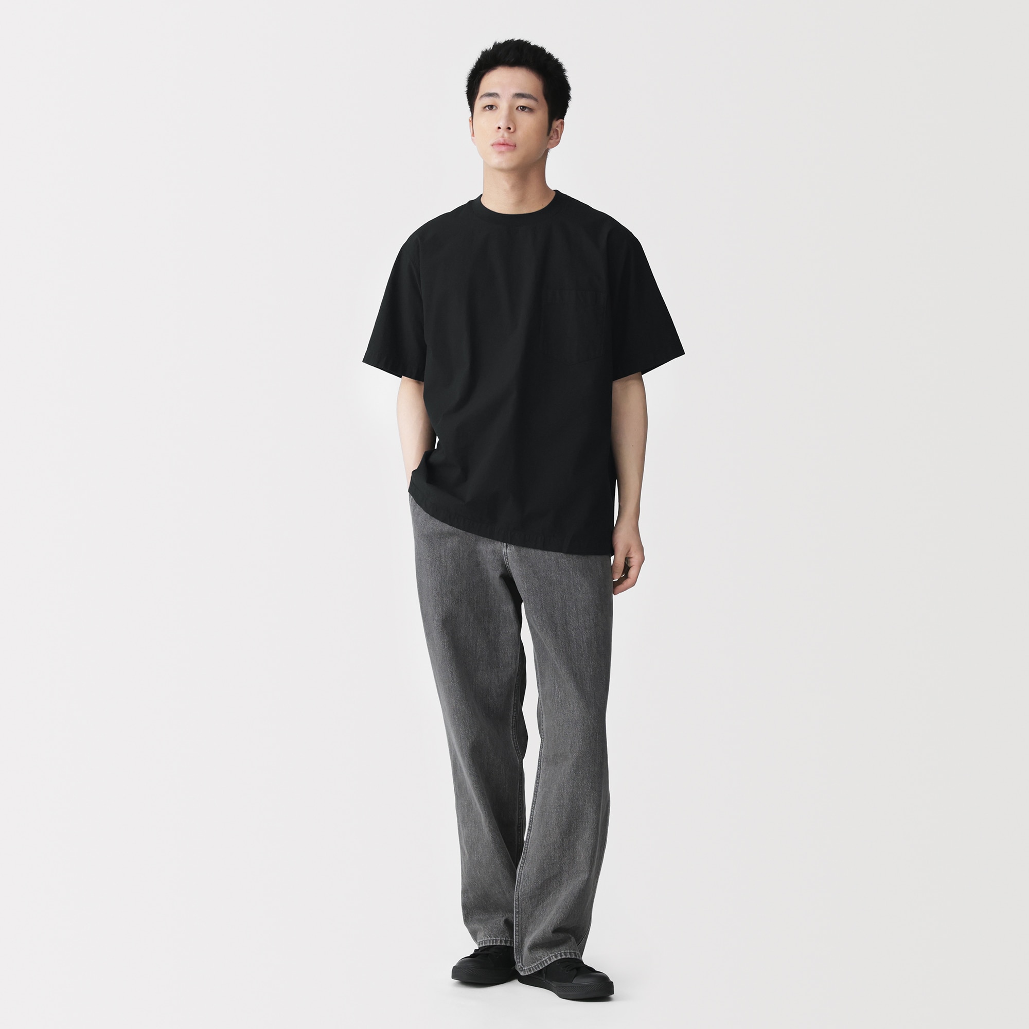 紳士　涼感クルーネック半袖布帛Ｔシャツ