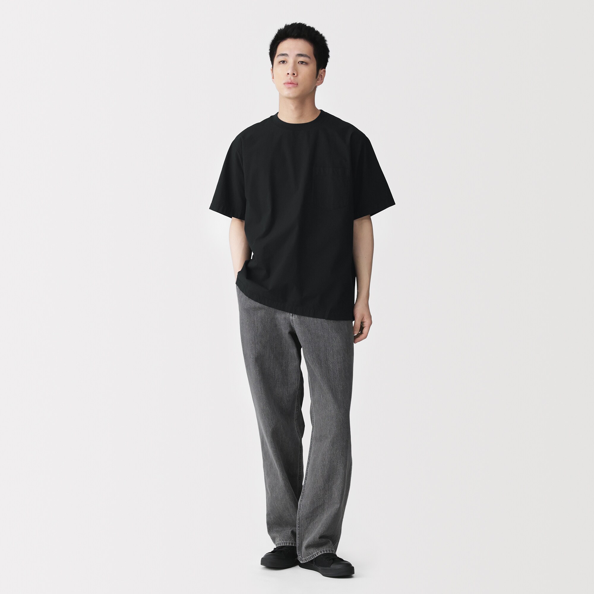 紳士　涼感クルーネック半袖布帛Ｔシャツ