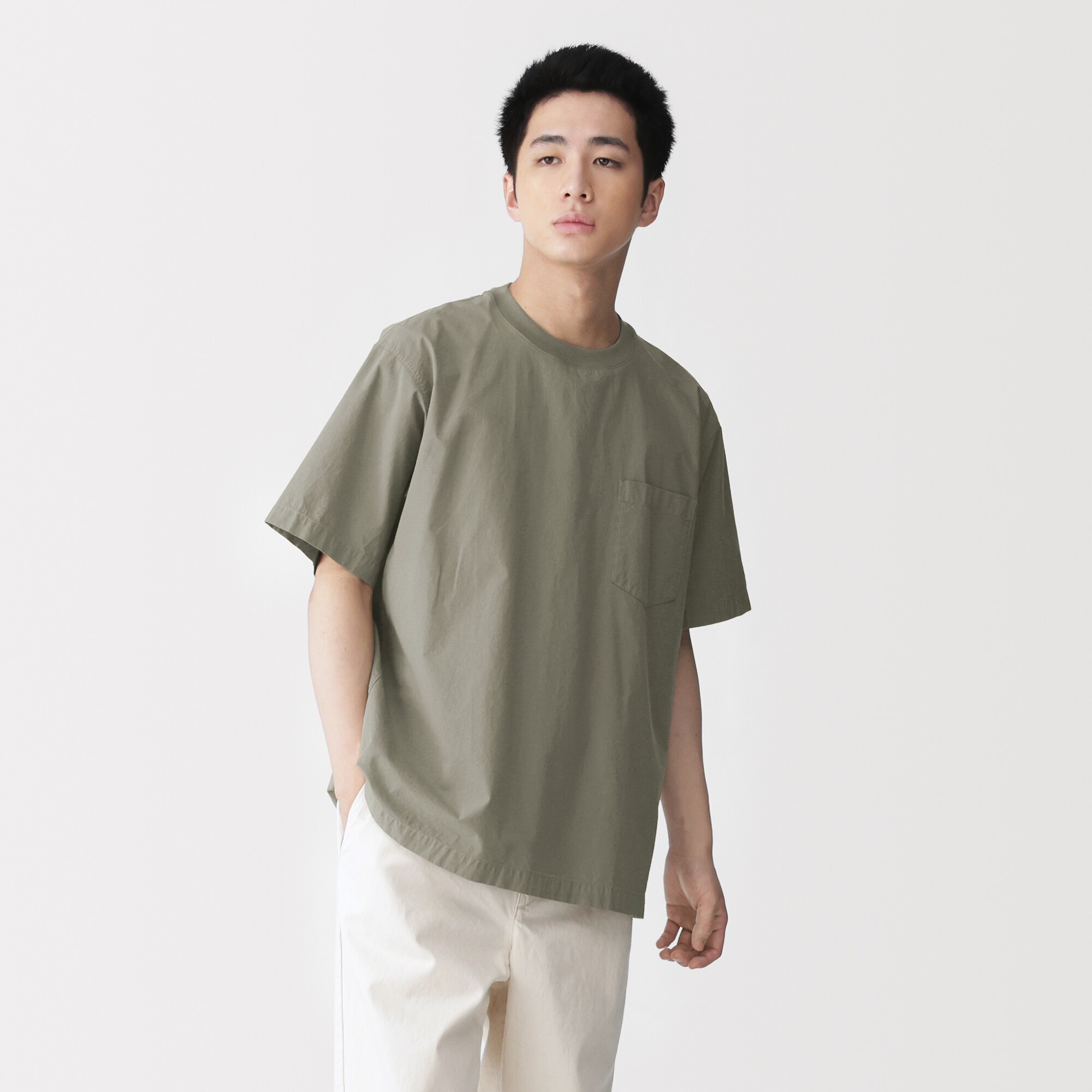 紳士　涼感クルーネック半袖布帛Ｔシャツ