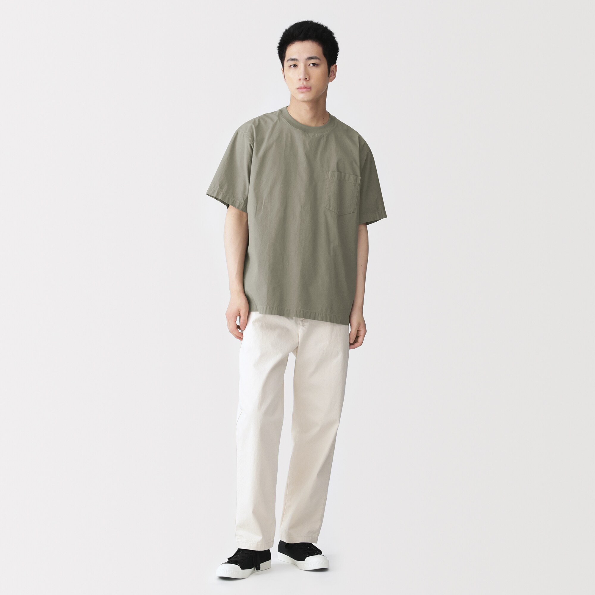 紳士　涼感クルーネック半袖布帛Ｔシャツ