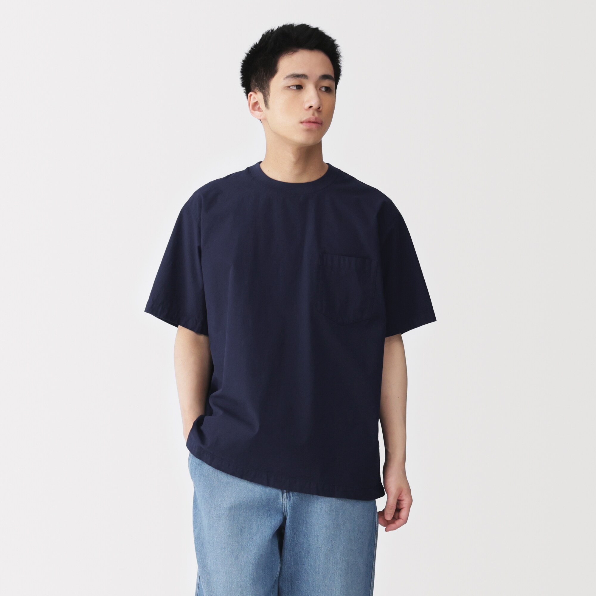 紳士　涼感クルーネック半袖布帛Ｔシャツ