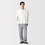 紳士　涼感半袖布帛シャツ