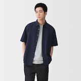 紳士　涼感半袖布帛シャツ