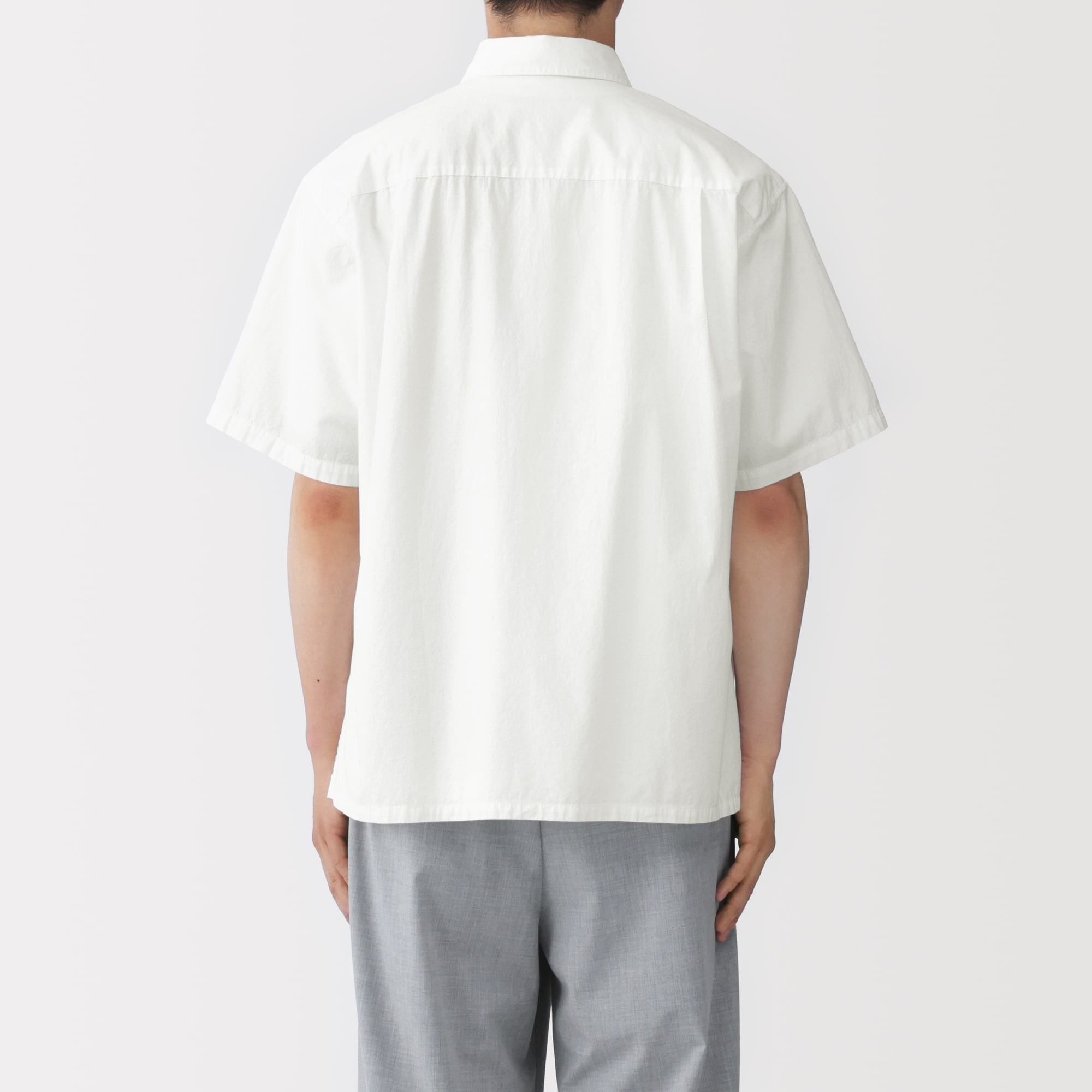 紳士　涼感半袖布帛シャツ