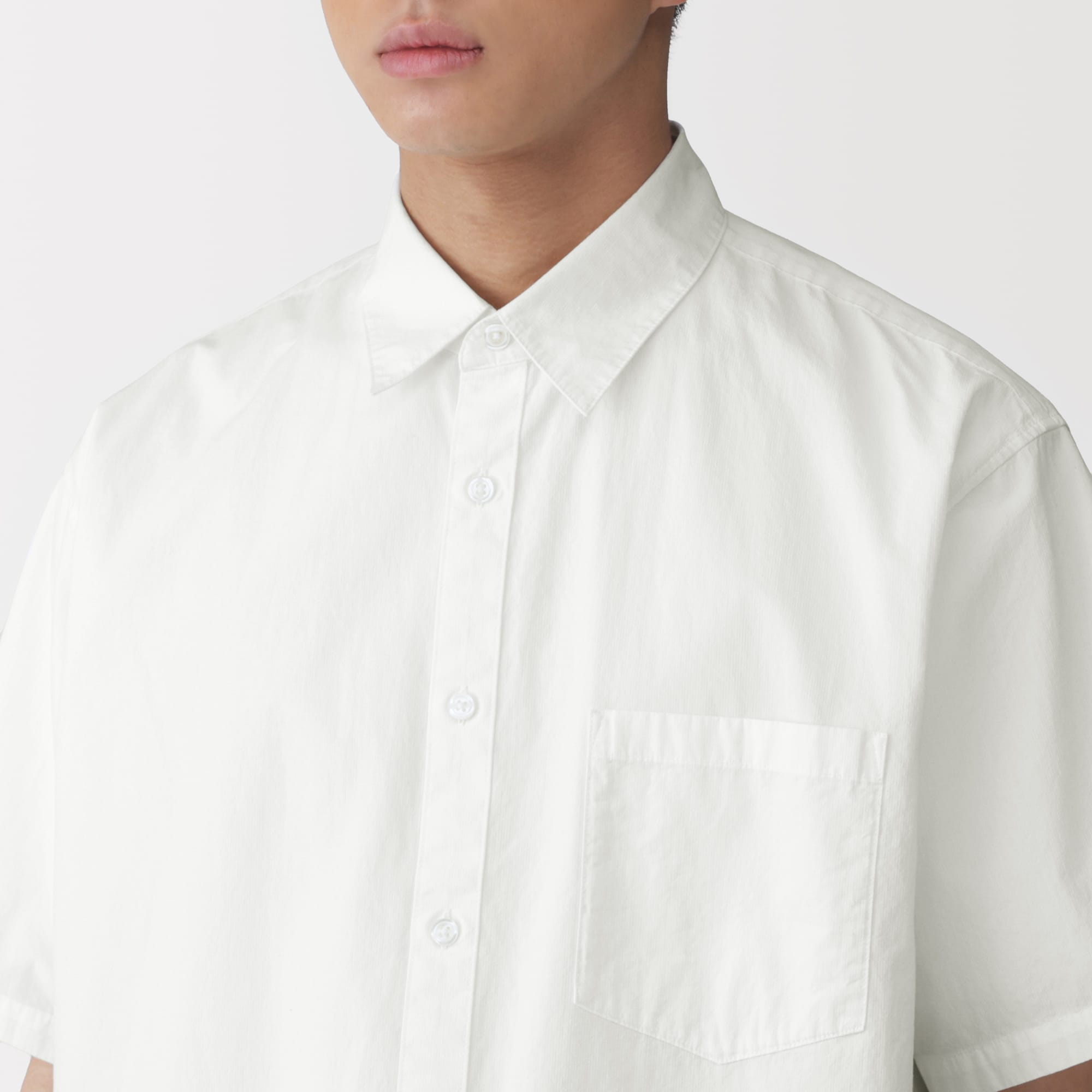 紳士　涼感半袖布帛シャツ