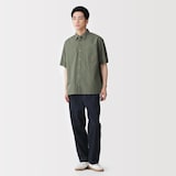 紳士　涼感半袖布帛シャツ