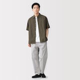 紳士　涼感半袖布帛シャツ