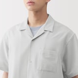 紳士　風を通すストレッチサッカーオープンカラー半袖シャツ