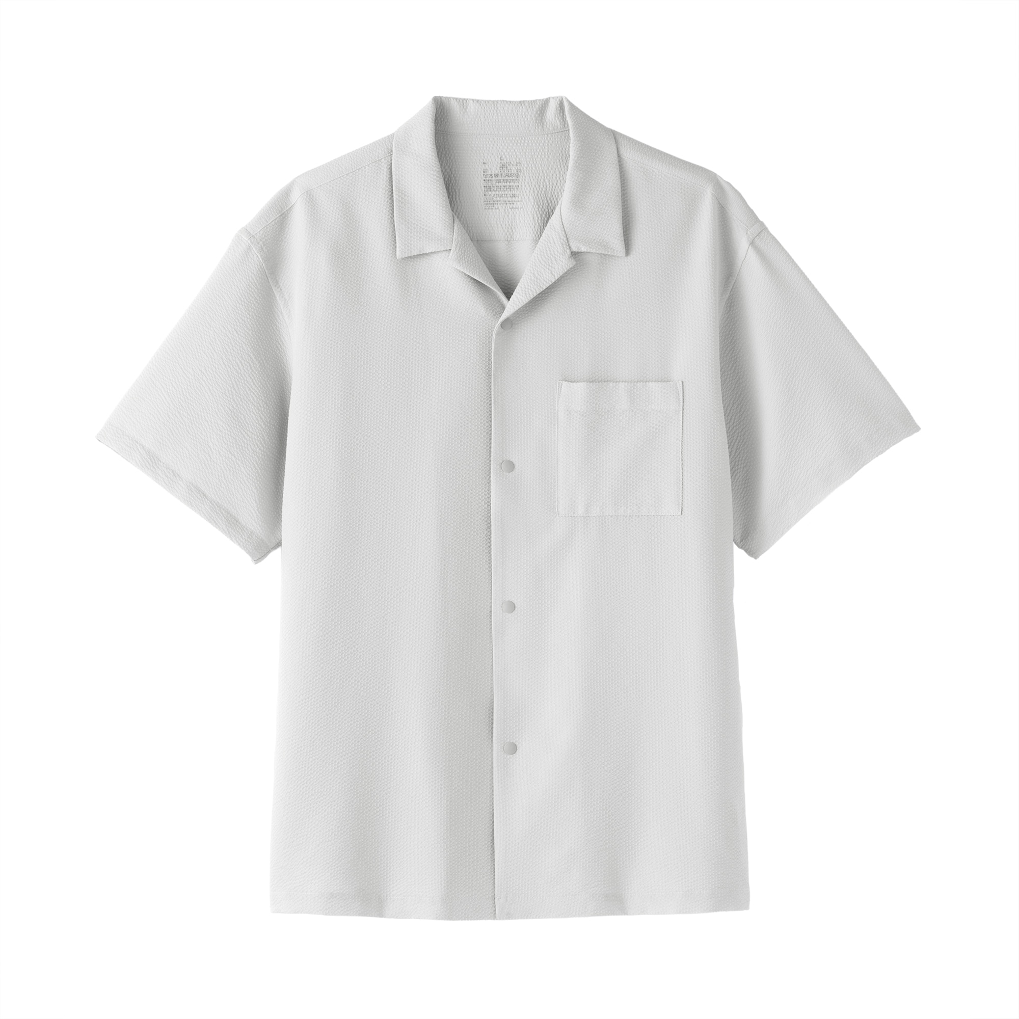 紳士　風を通すストレッチサッカーオープンカラー半袖シャツ