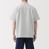 紳士　風を通すストレッチサッカーオープンカラー半袖シャツ