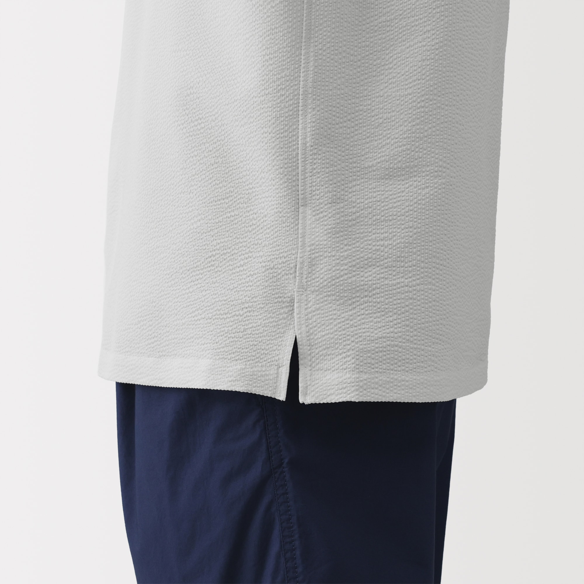 紳士　風を通すストレッチサッカーオープンカラー半袖シャツ