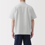 紳士　風を通すストレッチサッカーオープンカラー半袖シャツ