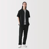 紳士　風を通すストレッチサッカーオープンカラー半袖シャツ