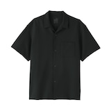 紳士　風を通すストレッチサッカーオープンカラー半袖シャツ