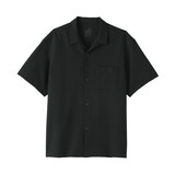 紳士　風を通すストレッチサッカーオープンカラー半袖シャツ