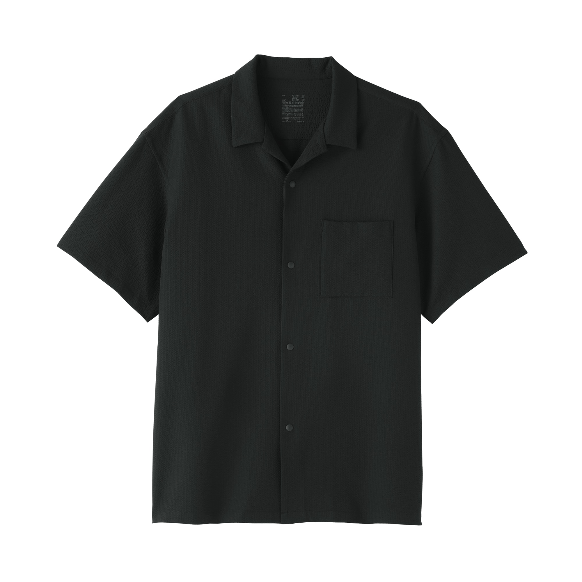 紳士　風を通すストレッチサッカーオープンカラー半袖シャツ