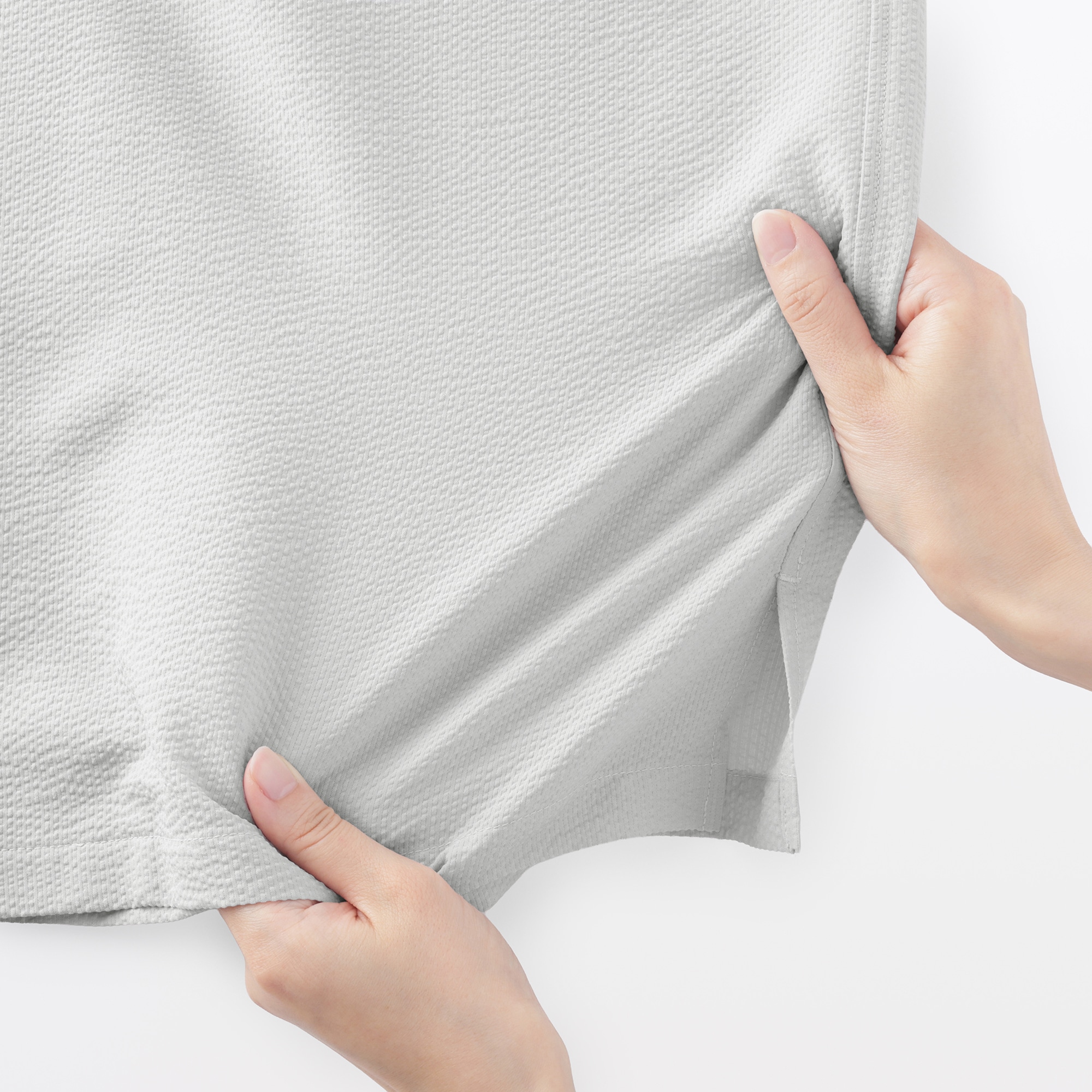 紳士　風を通すストレッチサッカーオープンカラー半袖シャツ