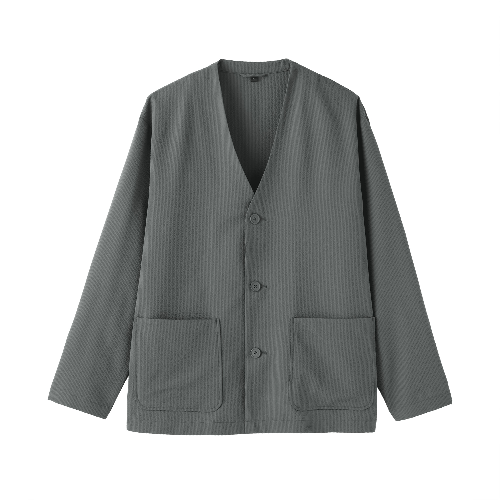 紳士　風を通すストレッチサッカーカーディガン