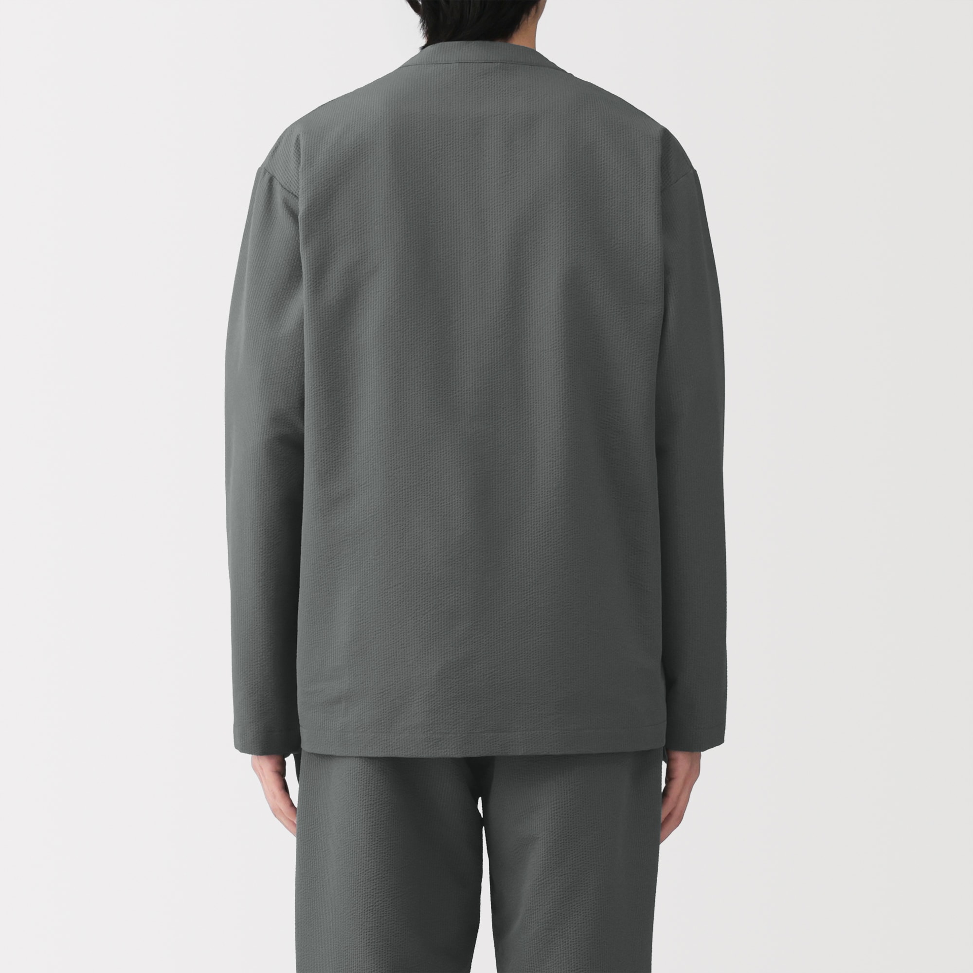 紳士　風を通すストレッチサッカーカーディガン