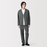 紳士　風を通すストレッチサッカーカーディガン