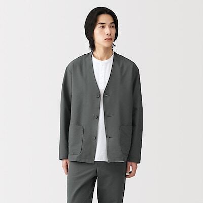 【３月上旬発売予定】紳士　風を通すストレッチサッカーカーディガン