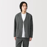 紳士　風を通すストレッチサッカーカーディガン