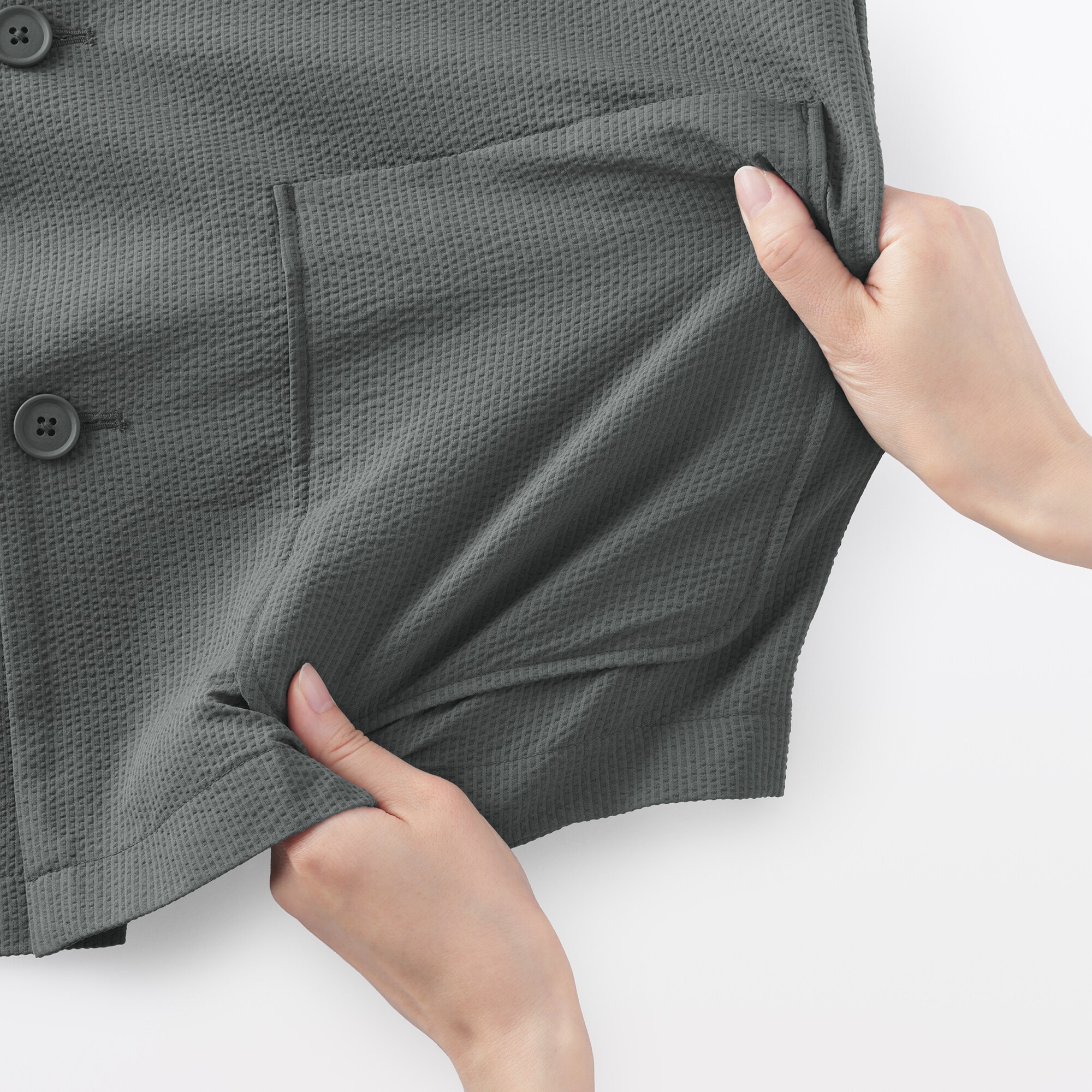 紳士　風を通すストレッチサッカーカーディガン