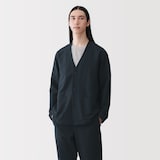 紳士　風を通すストレッチサッカーカーディガン