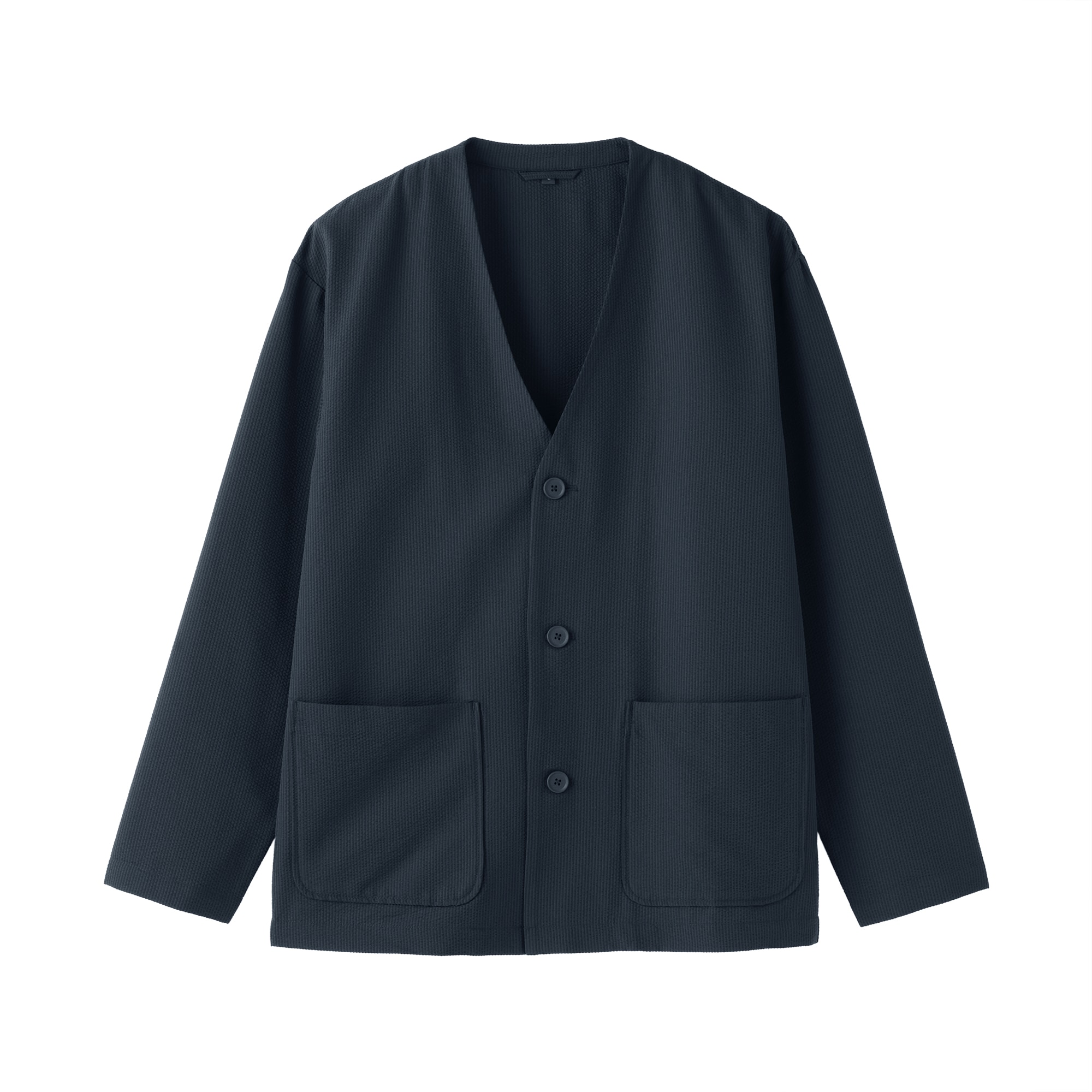 紳士　風を通すストレッチサッカーカーディガン