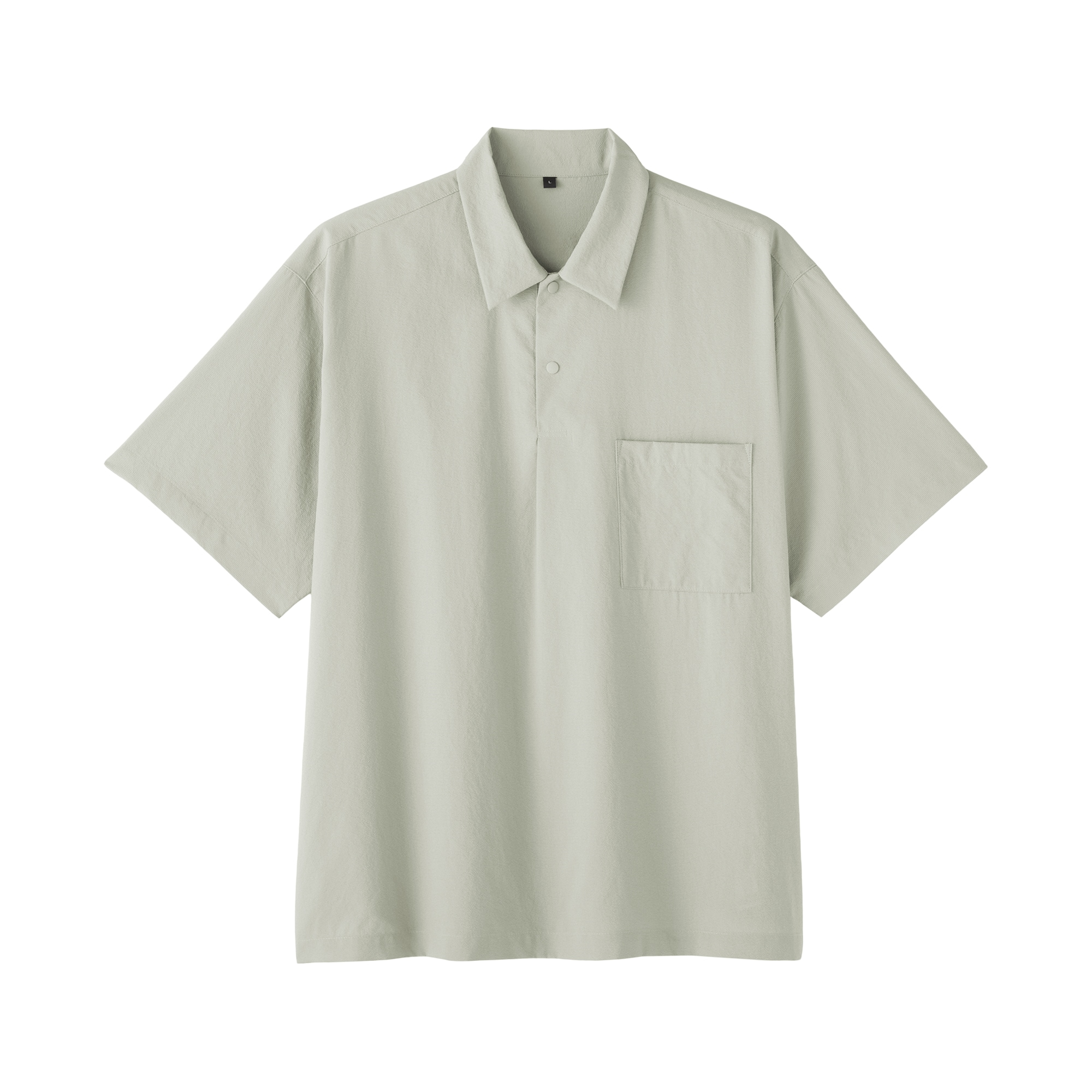 紳士　風を通す半袖布帛ポロシャツ