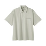 紳士　風を通す半袖布帛ポロシャツ