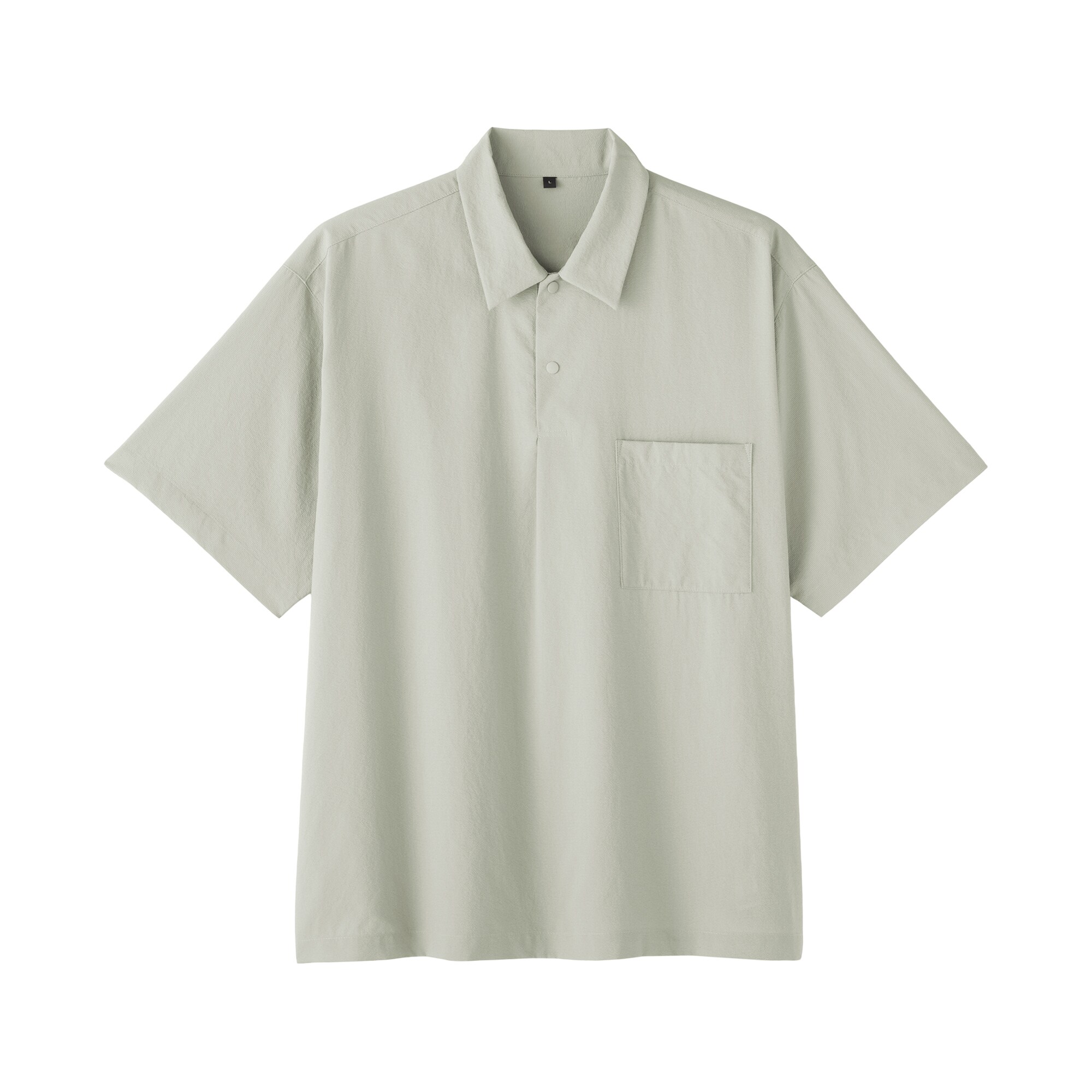 紳士　風を通す半袖布帛ポロシャツ