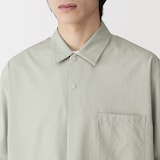 紳士　風を通す半袖布帛ポロシャツ