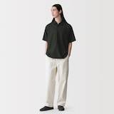 紳士　風を通す半袖布帛ポロシャツ