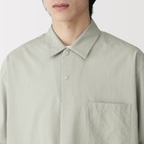 紳士　風を通す半袖布帛ポロシャツ