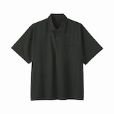 紳士　風を通す半袖布帛ポロシャツ