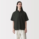 紳士　風を通す半袖布帛ポロシャツ