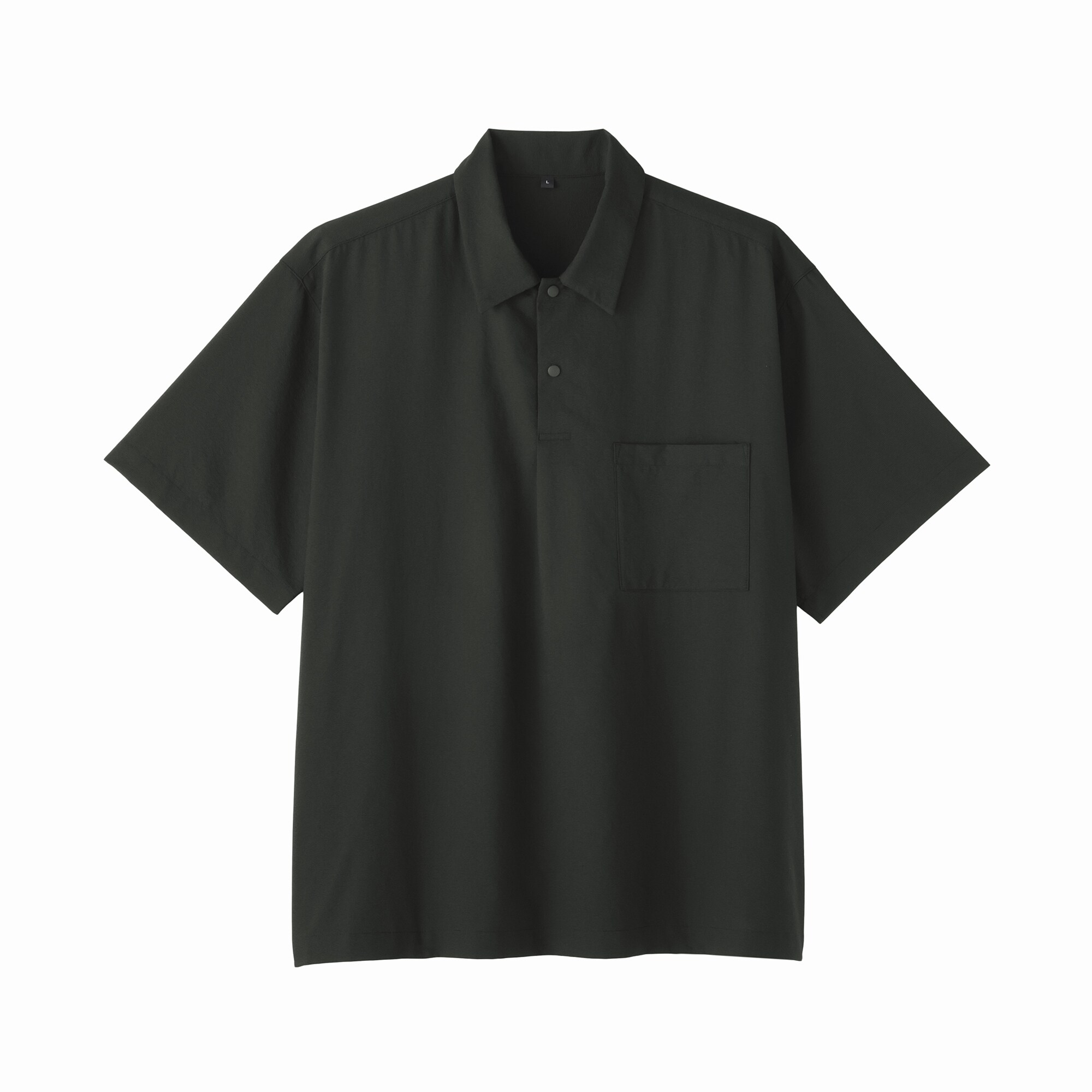 紳士　風を通す半袖布帛ポロシャツ