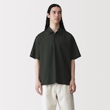 紳士　風を通す半袖布帛ポロシャツ