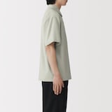 紳士　風を通す半袖布帛ポロシャツ