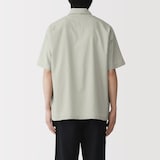 紳士　風を通す半袖布帛ポロシャツ