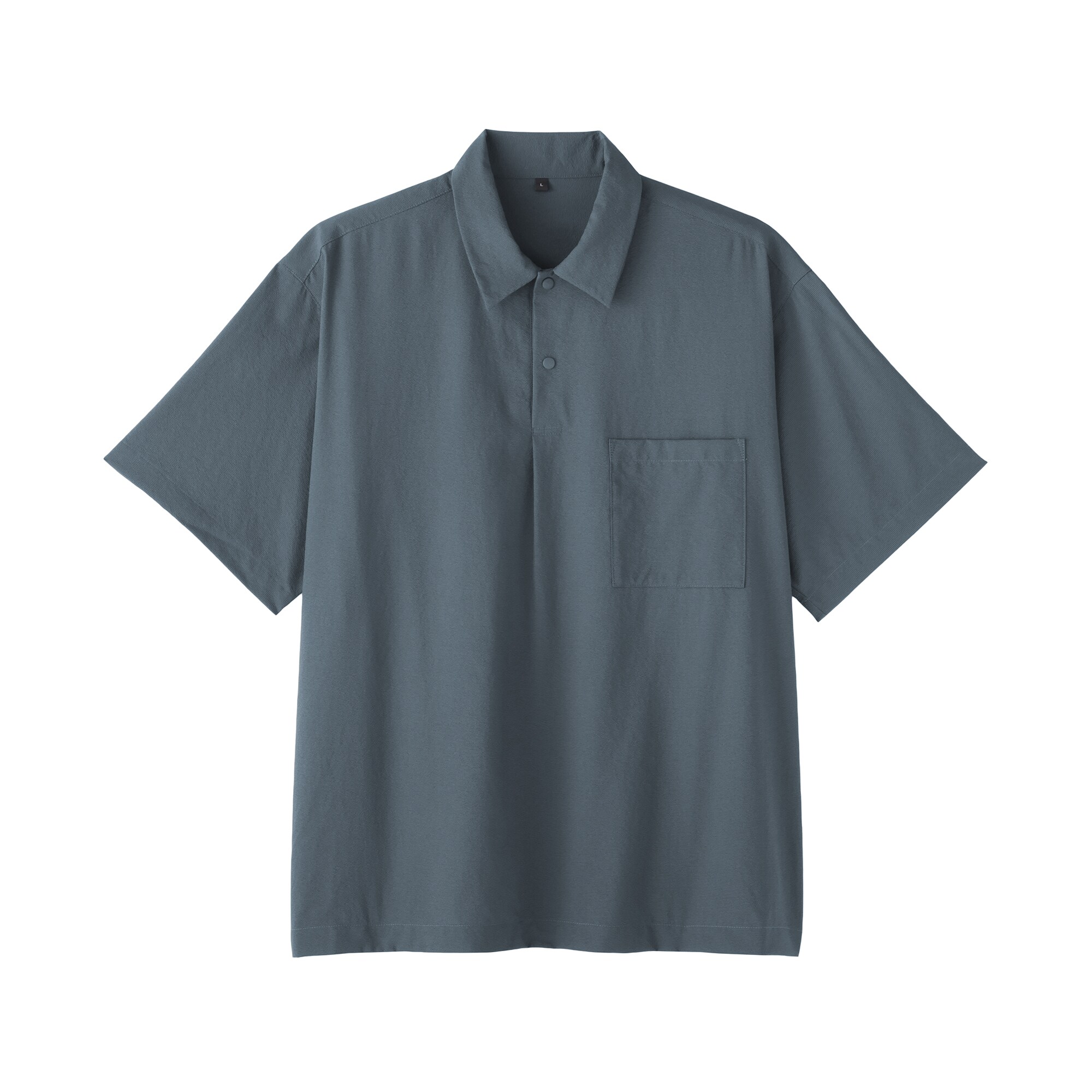 紳士　風を通す半袖布帛ポロシャツ